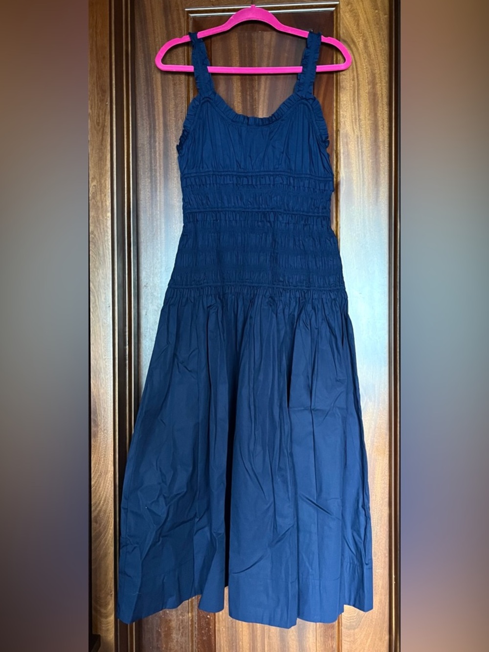 Caroline Constas Navy Smocked Nap Midi Dress (Like HHH Hill House Home) size L